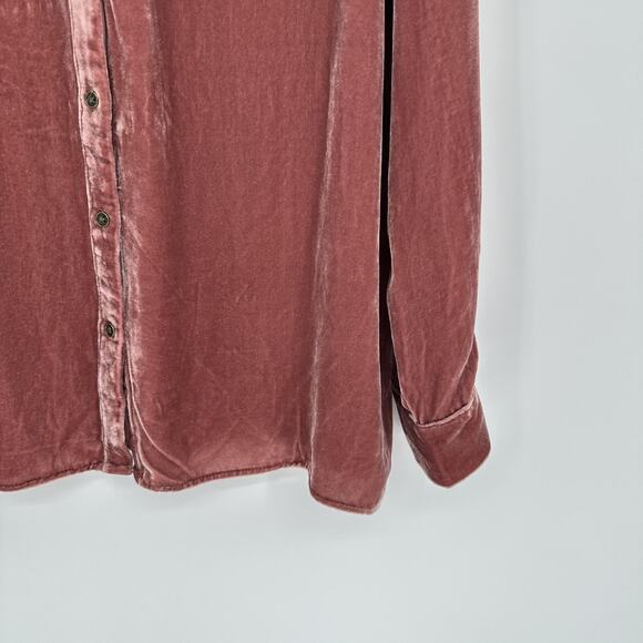 Sundance Shirt Womens Large Mauve Velvet Silk Blend Button Front Long Sleeve - Picture 4 of 9